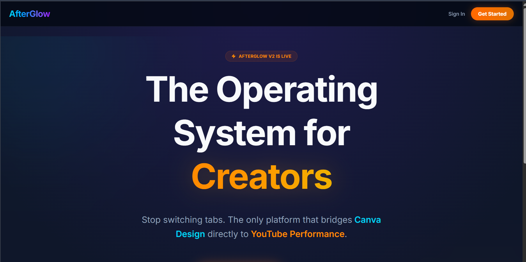 AfterGlow Creator OS interface